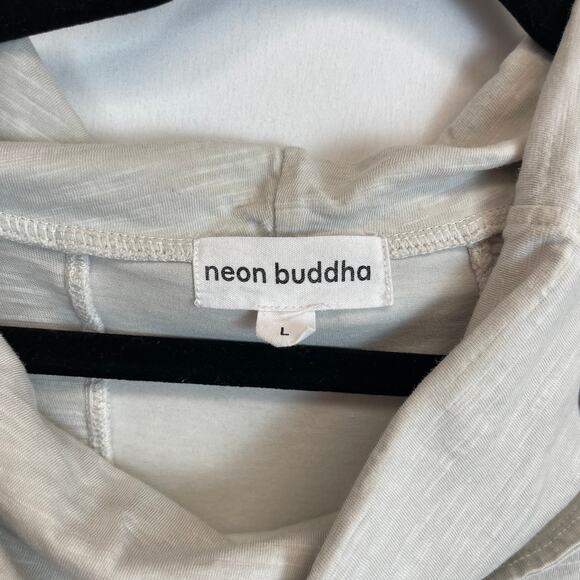 Neon Buddah Tunic Women's Large Cowl Neck Metal Button Kangaroo Pocket Grey - Picture 4 of 7